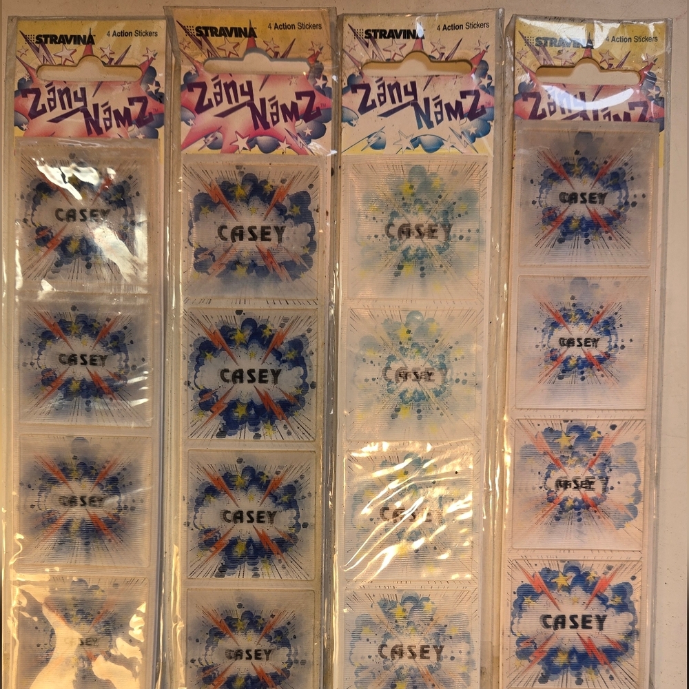 Stravina Zany Namz Casey Hologram Action Stickers (4-packs) Bundle of 4